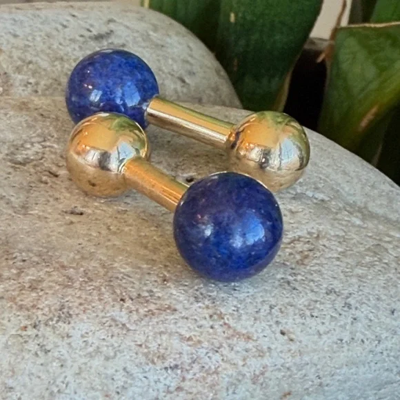 Tiffany 14 karat gold and lapis cufflinks - Picture 3 of 10
